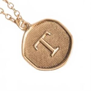 NEW FUNKY MONKEY women's initial letter t coin layering necklace in gold